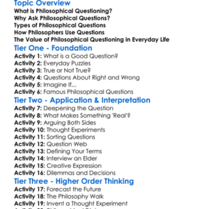 Philosophical Questioning Worksheet Activity Booklet