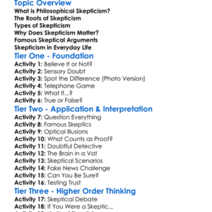 Philosophical Skepticism Worksheet Activity Booklet