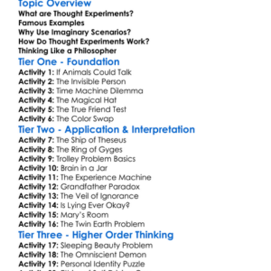 Philosophical Thought Experiments Worksheet Activity Booklet