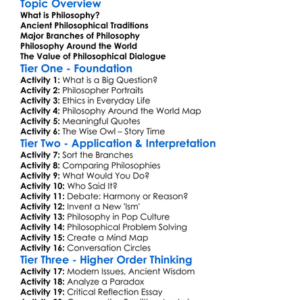 Philosophical Traditions Worksheet Activity Booklet