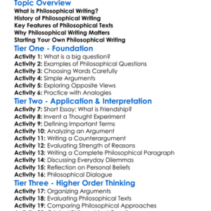 Philosophical Writing Worksheet Activity Booklet