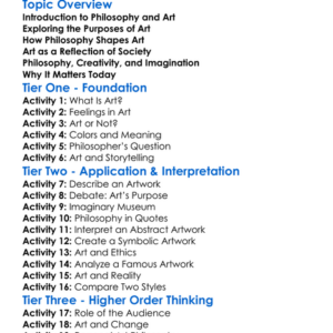 Philosophy And Art Worksheet Activity Booklet