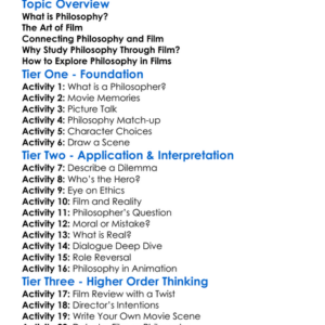 Philosophy And Film Worksheet Activity Booklet