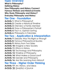 Philosophy And History Worksheet Activity Booklet