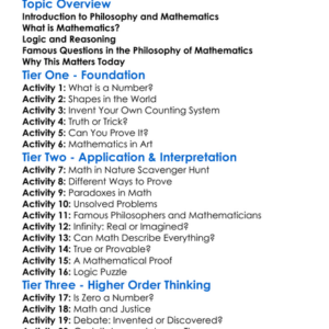 Philosophy And Mathematics Worksheet Activity Booklet