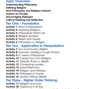 Philosophy And Religion In Society Worksheet Activity Booklet