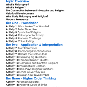 Philosophy And Religion Worksheet Activity Booklet
