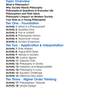 Philosophy And Society Worksheet Activity Booklet