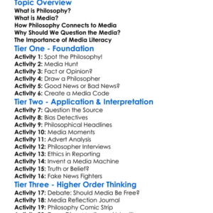 Philosophy And The Media Worksheet Activity Booklet