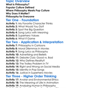 Philosophy In Popular Culture Worksheet Activity Booklet