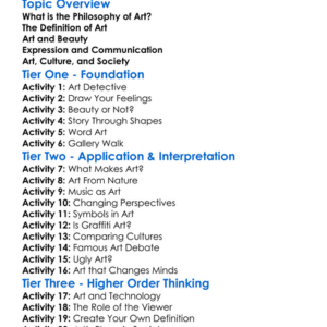 Philosophy Of Art Worksheet Activity Booklet