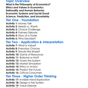 Philosophy Of Economics Worksheet Activity Booklet