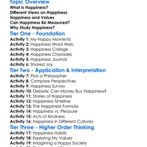 Philosophy Of Happiness Worksheet Activity Booklet