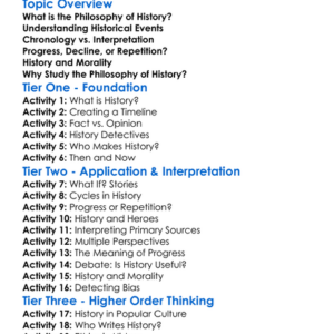 Philosophy Of History Worksheet Activity Booklet