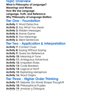 Philosophy Of Language Worksheet Activity Booklet