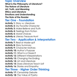 Philosophy Of Literature Worksheet Activity Booklet