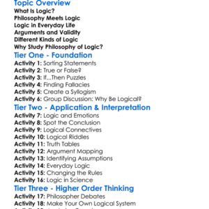 Philosophy Of Logic Worksheet Activity Booklet