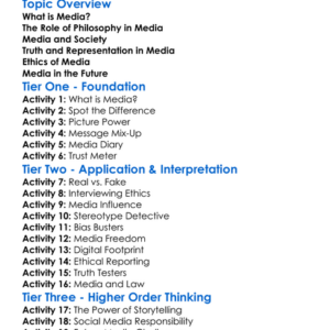 Philosophy Of Media Worksheet Activity Booklet