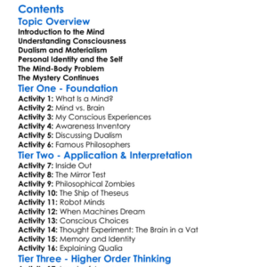 Philosophy Of Mind And Consciousness Worksheet Activity Booklet