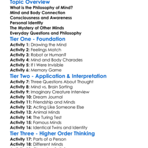 Philosophy Of Mind Worksheet Activity Booklet