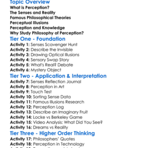 Philosophy Of Perception Worksheet Activity Booklet
