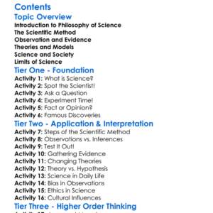 Philosophy Of Science And Scientific Inquiry Worksheet Activity Booklet