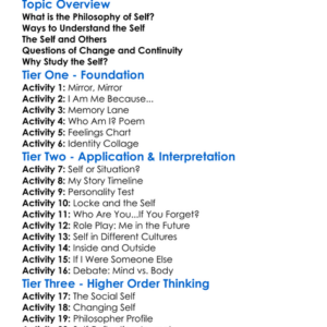 Philosophy Of Self Worksheet Activity Booklet