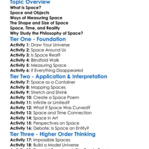Philosophy Of Space Worksheet Activity Booklet