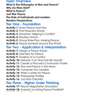 Philosophy Of War And Peace Worksheet Activity Booklet