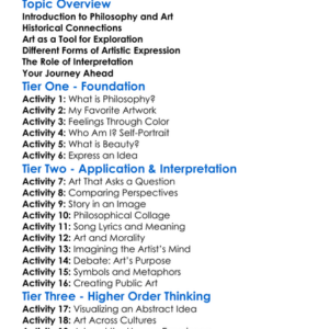 Philosophy Through Art Worksheet Activity Booklet