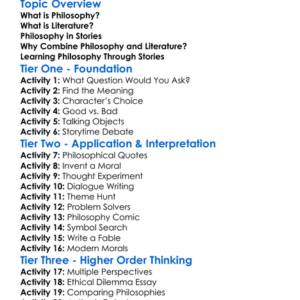 Philosophy Through Literature Worksheet Activity Booklet
