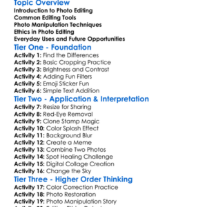 Photo Editing And Manipulation Worksheet Activity Booklet