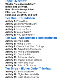 Photo Manipulation And Ethics Worksheet Activity Booklet