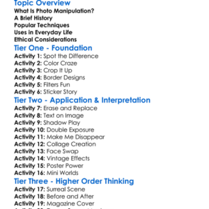 Photo Manipulation Worksheet Activity Booklet