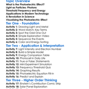 Photoelectric Effect Worksheet Activity Booklet