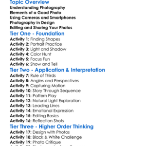 Photography Basics For Designers Worksheet Activity Booklet