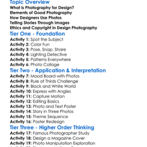 Photography For Design Worksheet Activity Booklet