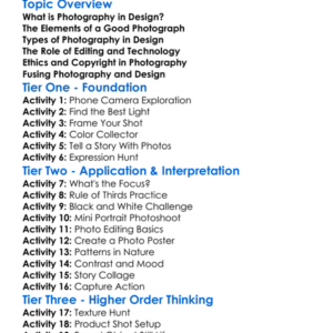 Photography For Designers Worksheet Activity Booklet
