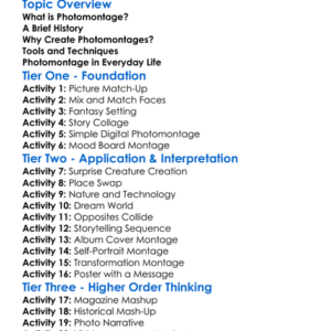Photomontage Worksheet Activity Booklet