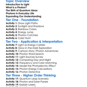 Photons And The Quantum Concept Worksheet Activity Booklet