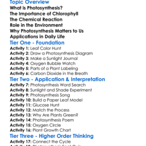 Photosynthesis And Its Importance Worksheet Activity Booklet