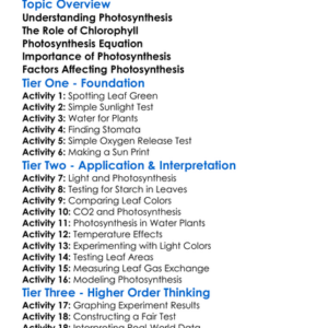 Photosynthesis Experiments Worksheet Activity Booklet
