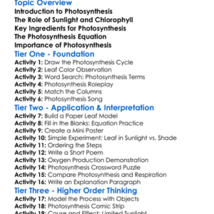 Photosynthesis In Plants Worksheet Activity Booklet