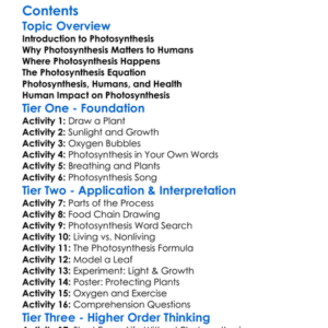 Photosynthesis In Relation To Human Biology Worksheet Activity Booklet