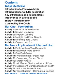 Photosynthesis Vs Cellular Respiration Worksheet Activity Booklet