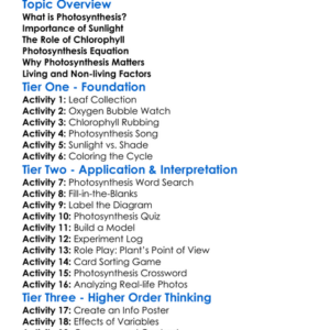Photosynthesis Worksheet Activity Booklet