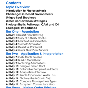 Photosynthetic Adaptations In Desert Plants Worksheet Activity Booklet