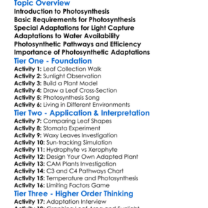 Photosynthetic Adaptations In Plants Worksheet Activity Booklet