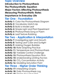 Photosynthetic Rates And Factors Worksheet Activity Booklet