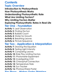 Photosynthetic Rates And Limiting Factors Worksheet Activity Booklet